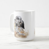 Mug Tri Couleur Anglais Setter Art, chasse en bois (Devant gauche)