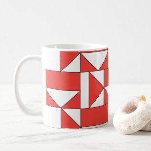 Mug Triangle Carré Géométrique Orange Blanc