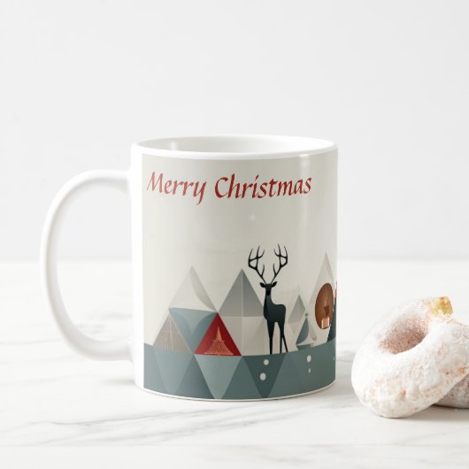 Mug Triangle de Noël : Coupe de Noël minimale (Avec donut)