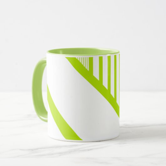 Mug Triangle en Lime Vert et Blanc (Devant gauche)