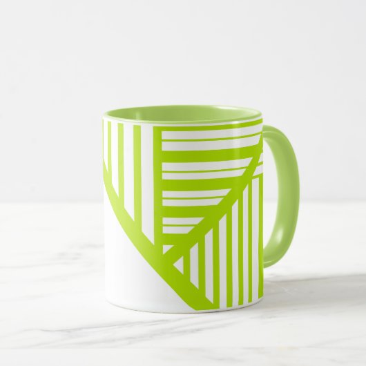 Mug Triangle en Lime Vert et Blanc (Devant droit)