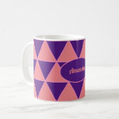 Mug Triangle graphique violet motif rose avec nom (Devant gauche)