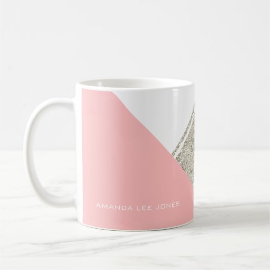 Mug Triangle moderne blanc Parties scintillant d'argen (Gauche)