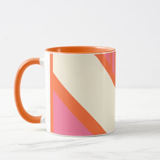 Mug Triangle rayures en rose, orange et crème (Gauche)