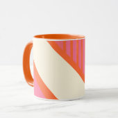 Mug Triangle rayures en rose, orange et crème (Devant gauche)