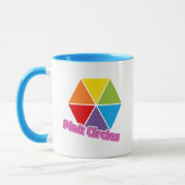 Mug Triangles colorés avec Cercles roses Texte (Gauche)