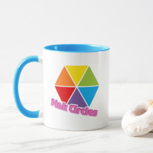 Mug Triangles colorés avec Cercles roses Texte
