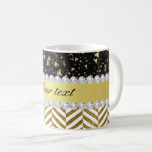 Mug Triangles de Gold Confetti Chevrons Diamond Bling (Devant droit)