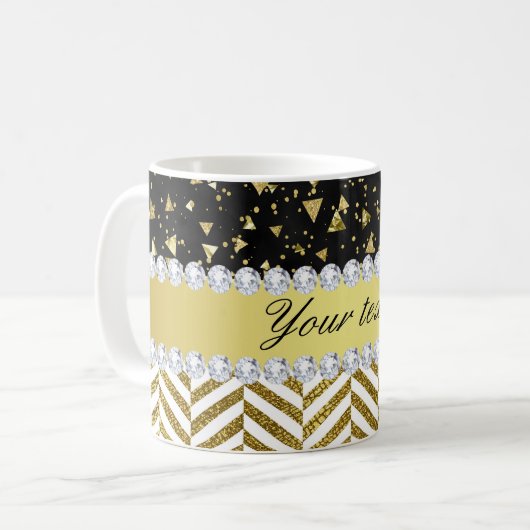 Mug Triangles de Gold Confetti Chevrons Diamond Bling (Devant gauche)