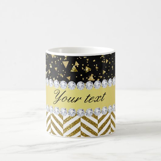 Mug Triangles de Gold Confetti Chevrons Diamond Bling (Centre)