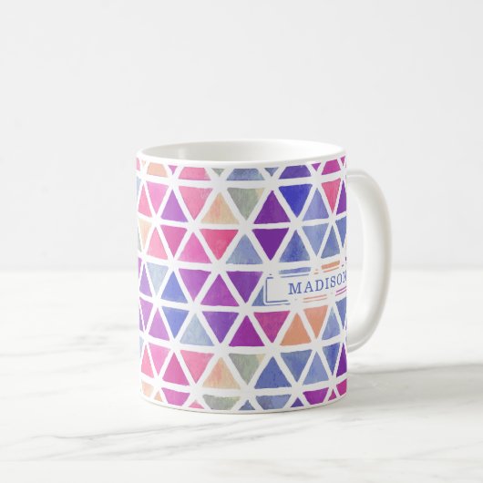 Mug Triangles géométriques Abstraits - tons Cool et vi (Devant droit)