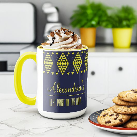 Mug Triangles géométriques jaunes personnalisés