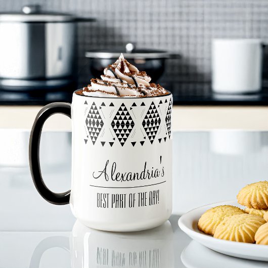 Mug Triangles géométriques noirs personnalisés