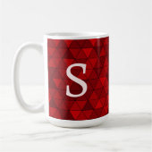 Mug Triangles Géométriques Rouges Modernes Monogramme (Gauche)