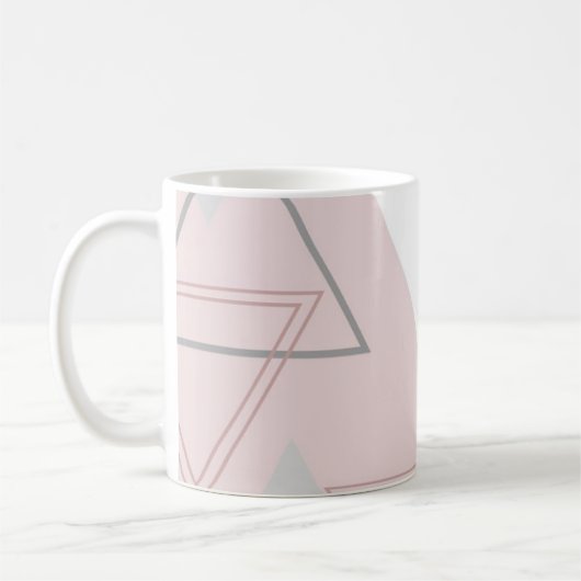 Mug Triangles gris, blanc et rose (Gauche)