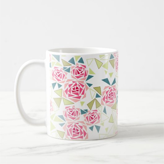 Mug Triangles roses abstraits imprimé mosaïque moderne (Gauche)