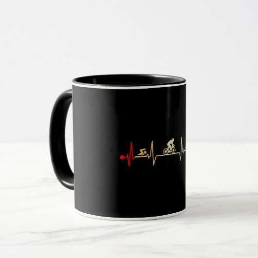 Mug Triathlon Heartbeat Vintage (Devant gauche)