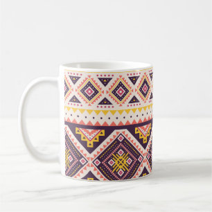 Mug Tribal Aztec rayé, motif géométrique.