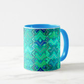 Mug Tribal Batik Imprimer, Turquoise, Aqua et Turquois (Devant droit)