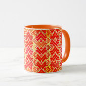 Mug Tribal Batik Print, Mandarin et Light Orange (Devant droit)