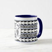 Mug Tribal Ethnic Bleu marine (Devant droit)