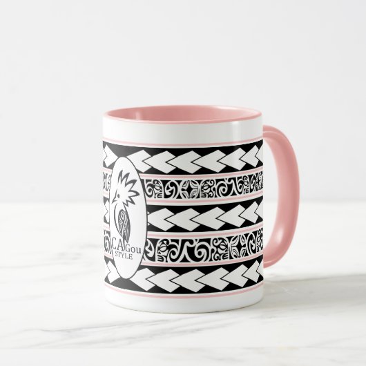 Mug Tribal Ethnic Oude roze Mok (Voorkant rechts)