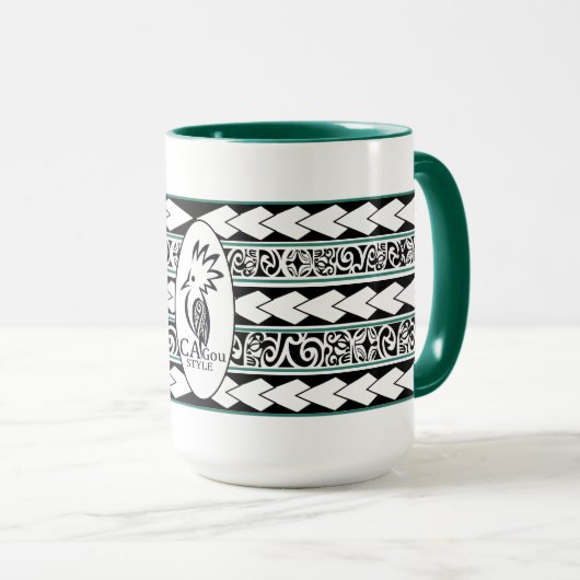 Mug Tribal Ethnic Vert Chasseur (Devant droit)