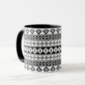 Mug Tribal géométrique noir et blanc (Devant gauche)