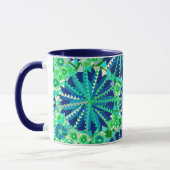 Mug Tribal Mandala Print, Cobalt Blue et Green (Gauche)