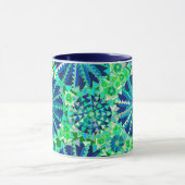 Mug Tribal Mandala Print, Cobalt Blue et Green (Centre)