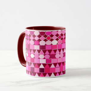 Mug Tribal moderne géométrique, bordeaux et rose