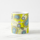 Mug Tribal Paisley Motif Lemon Yellow Turquoise (Centre)