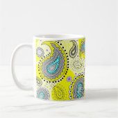 Mug Tribal Paisley Motif Lemon Yellow Turquoise (Gauche)