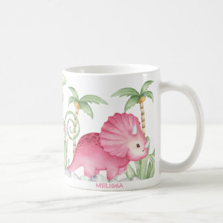 Mug Tricératops Dinosaur Rose Personnalisé