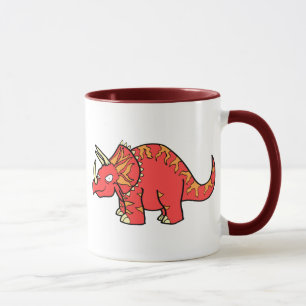 Mug Triceratops rouge fâché - Dinosaur-gifts.com