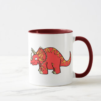 Mug Triceratops rouge fâché - Dinosaur-gifts.com