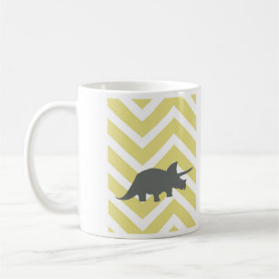 Mug Triceratops sur le chevron de zigzag - jaune