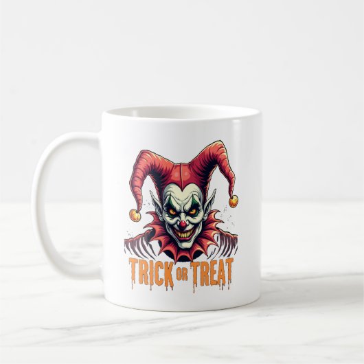 Mug Trick de Jester effrayant ou traiter Halloween caf (Gauche)