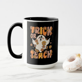 Mug Trick Ou Enseigner Le Fantôme Super Avec Fleurs Vi