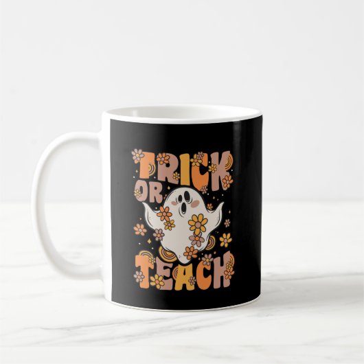 Mug Trick Ou Enseigner Le Fantôme Super Avec Fleurs Vi (Gauche)