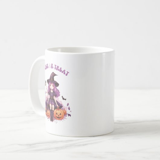 Mug Trick ou traiter la sorcière violette Citrouilles  (Devant gauche)