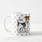 Mug Tricolore Wire Fox Terrier mignon Dessin Cartograp (Gauche)
