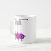 Mug Tricot avec moutons en bleu, rose et violet (Devant gauche)