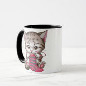 Mug Tricot Kitten pour les amateurs de chat et d'artis (Devant gauche)