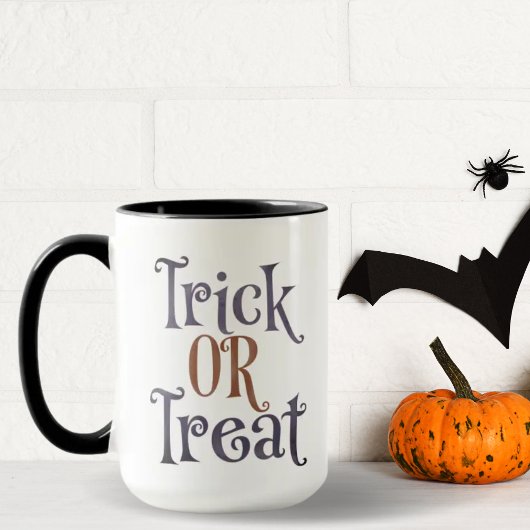 Mug Tricoter ou traiter l'Halloween orange et violet