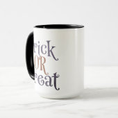 Mug Tricoter ou traiter l'Halloween orange et violet (Devant gauche)