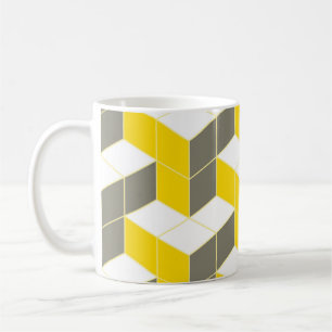 Mug Trident cubique isométrique gris et jaune sans joi