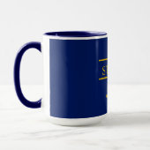 Mug Trident ukrainien avec votre nom Police dorée Bleu (Gauche)