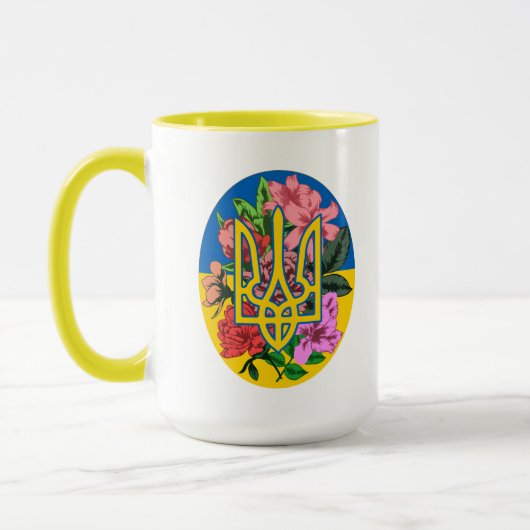 Mug Trident ukrainien et drapeau de l'Ukraine avec des (Gauche)