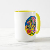 Mug Trident ukrainien et drapeau de l'Ukraine avec des (Devant droit)